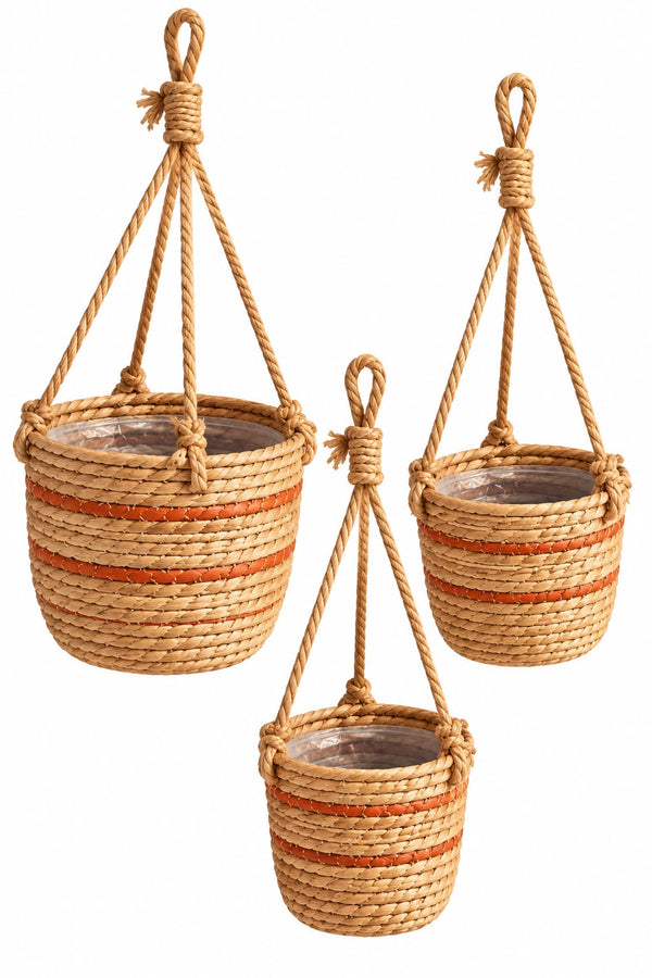 Set de 3 caches pot en jute suspendu