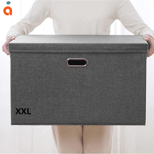 Set de 5 Boîtes de Rangement Pliables en Tissu avec Couvercle – 5 Tailles Différentes S+M+L+XL+XXL